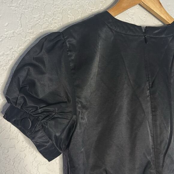 Vintage Fossil Black Dress Nylon Cotton Short Sleeve Crew Neck Demure Y2K Twee - Picture 4 of 7